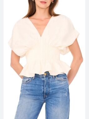 Parker The Halle V-Neck Cinch Waist Peplum Top